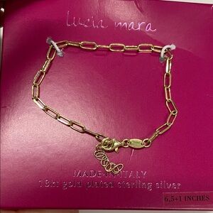 18k Gold 925 Sterling chain link Bracelet- new in box